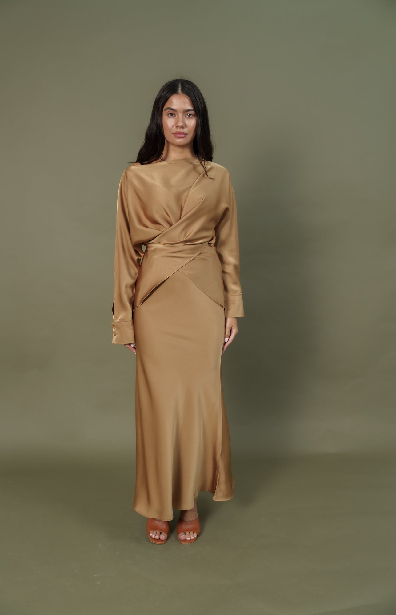 Silk top and skirt