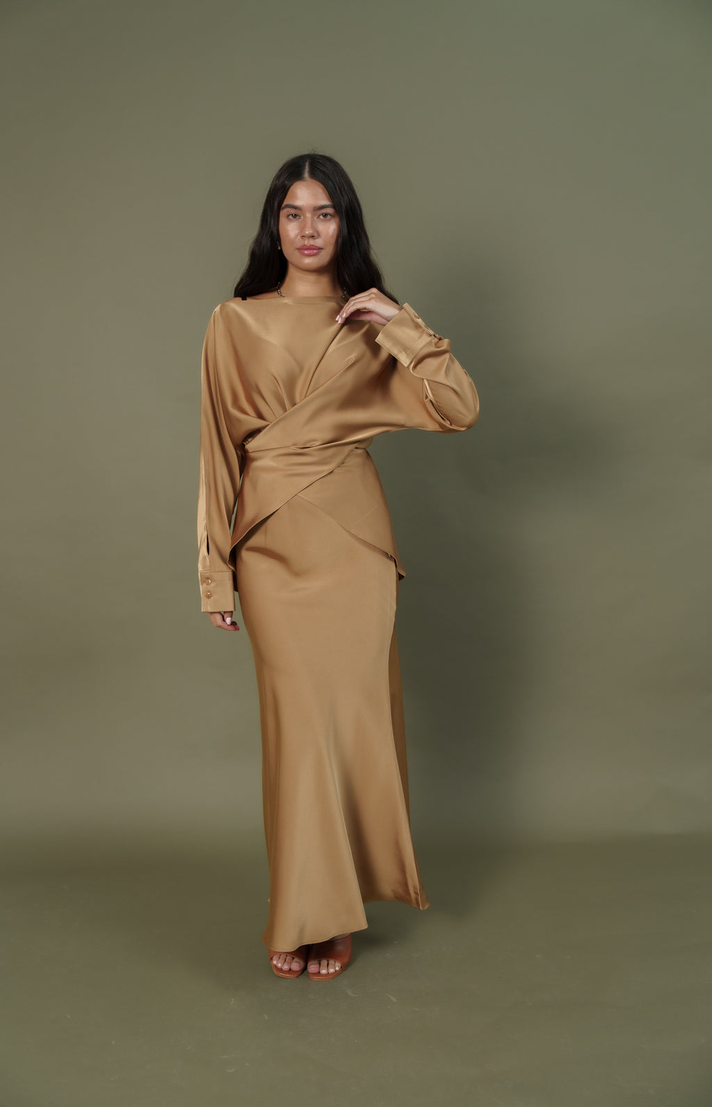 Silk top and skirt