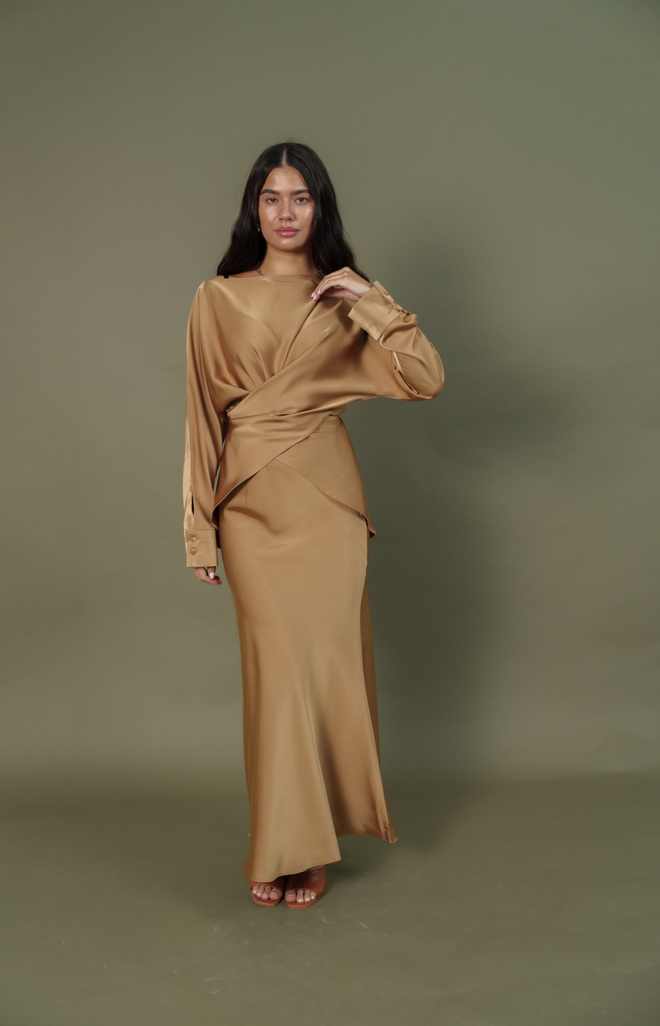 Silk top and skirt