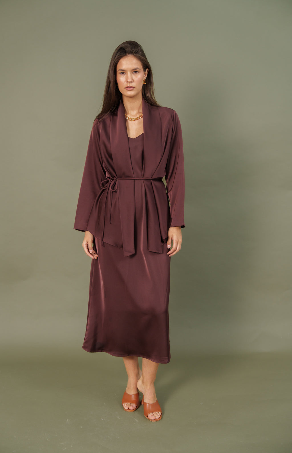 silk dress and top with belt