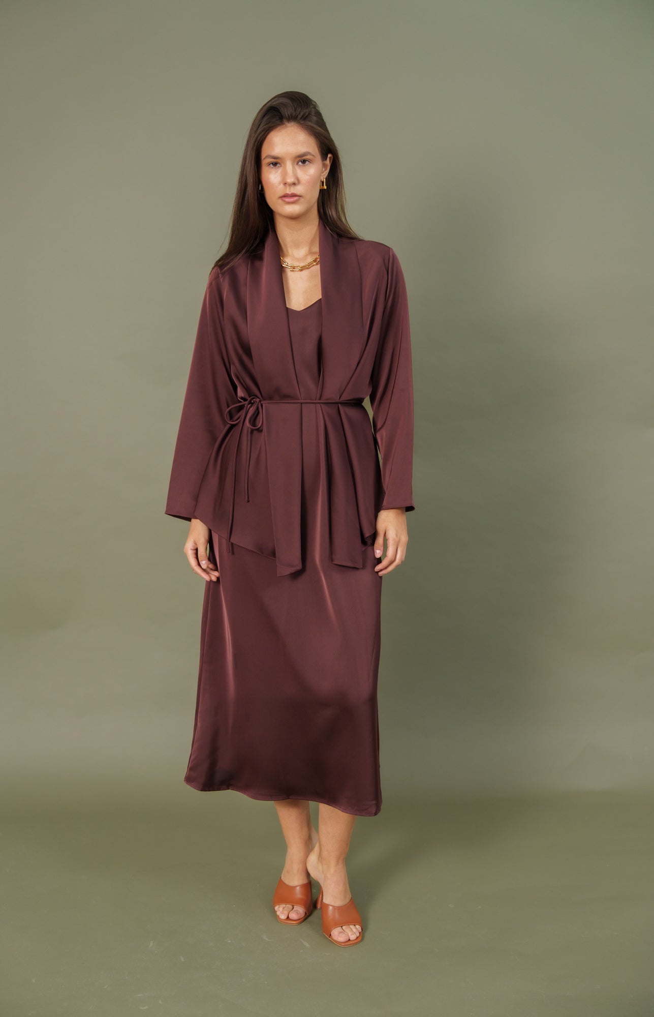 silk dress and top with belt