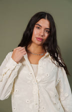 Shirt floral strass off white