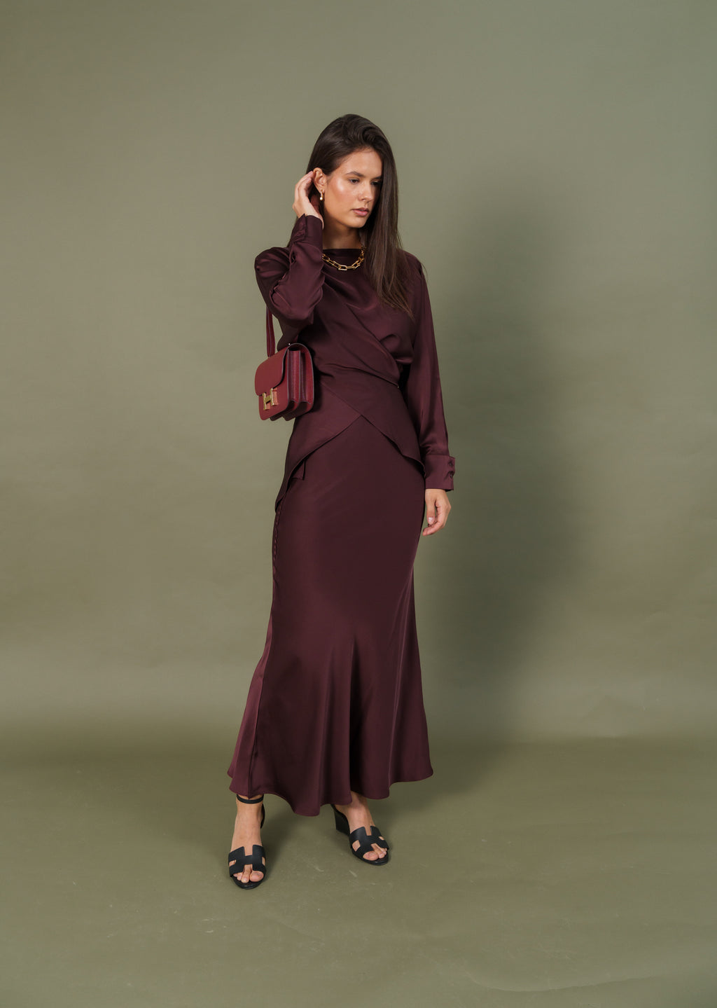 Silk top and skirt
