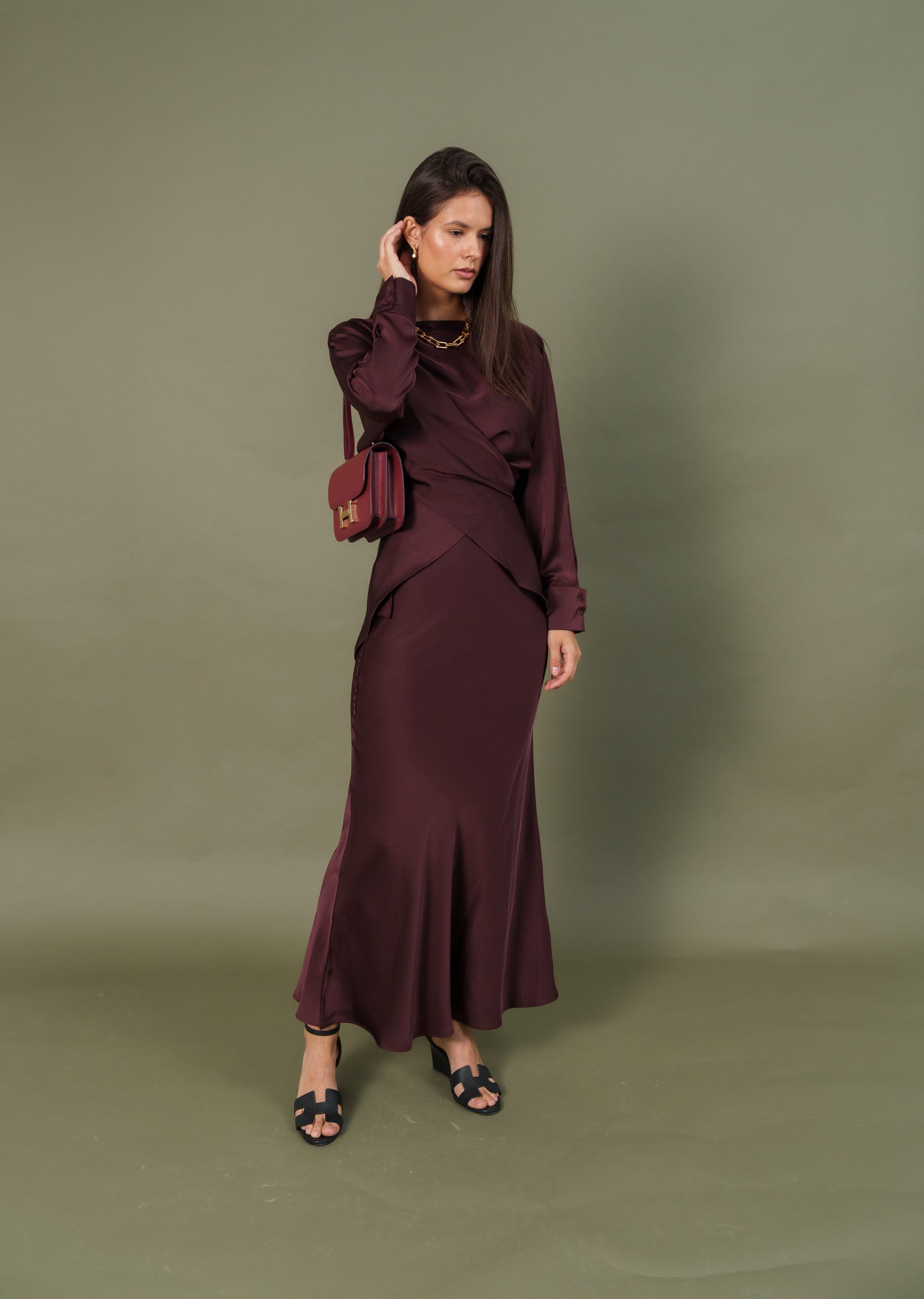 Silk top and skirt