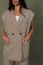 Vest biege with white stitch Set