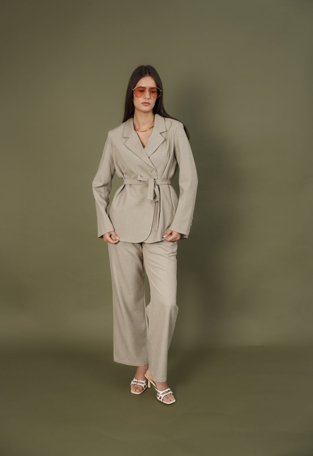 Biege suit Top and pant