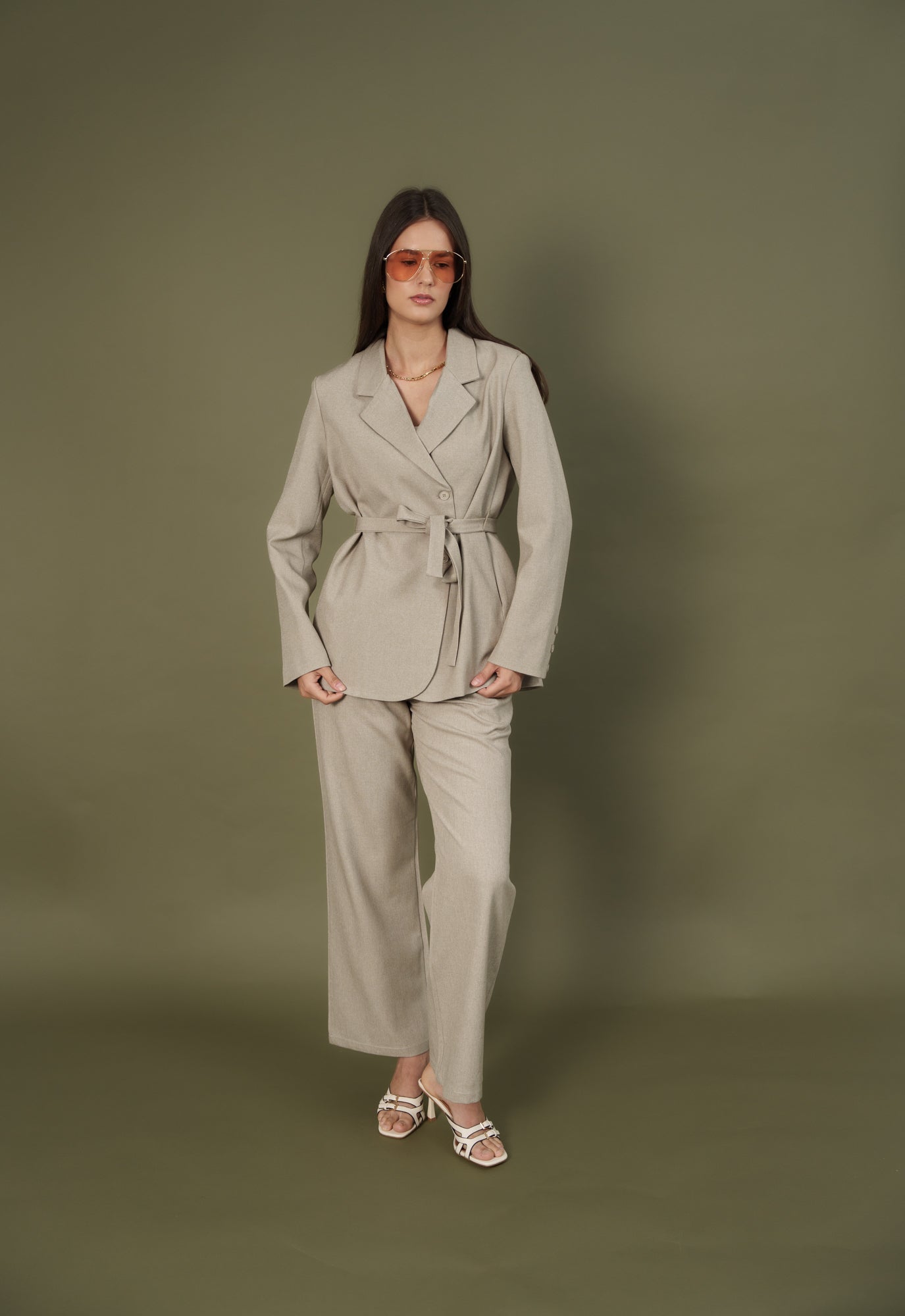 Biege suit Top and pant